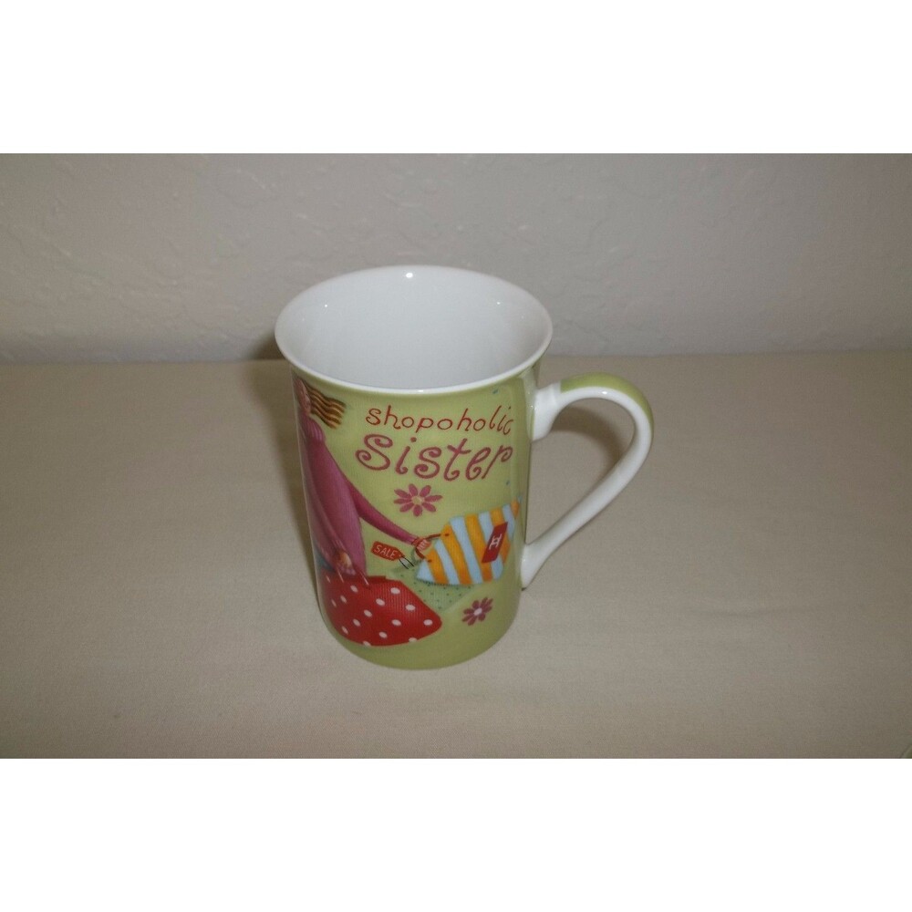 Kent Pottery 1887 Porcelain Coffee Tea Cup Shopaholic Sister Shoes Handbags